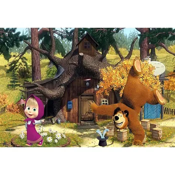 

Cartoon Bear Vinyl Photography Background For Baby Forest Polyester Backdrops For Children Photo Studio G065