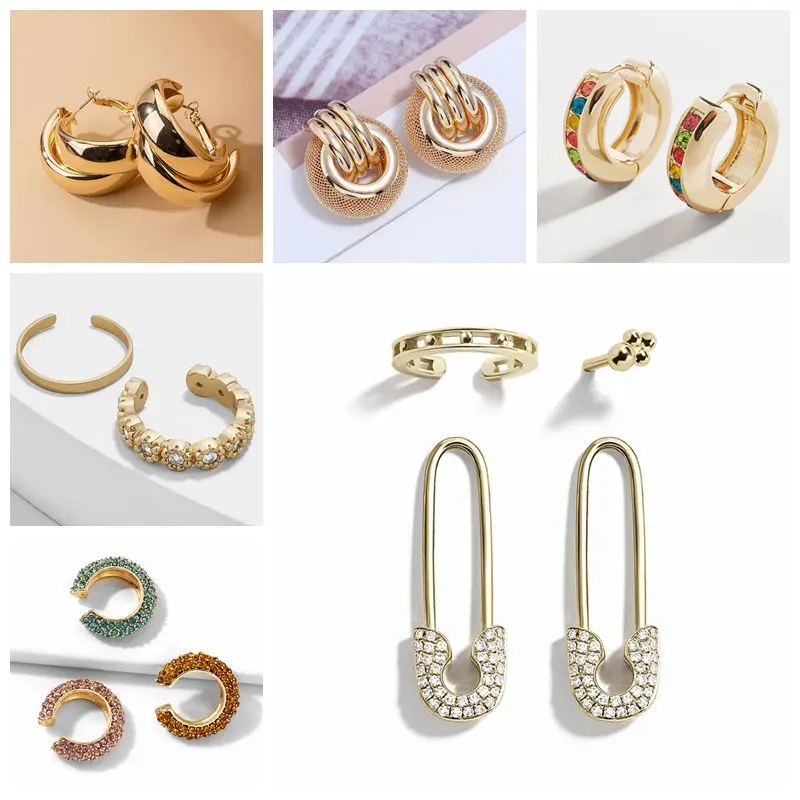 

Canner New Punk Small Earring for Women BA Ethnic Metal Enamel Round Statement Colorful Crystal Stud Earring Wedding Jewelry