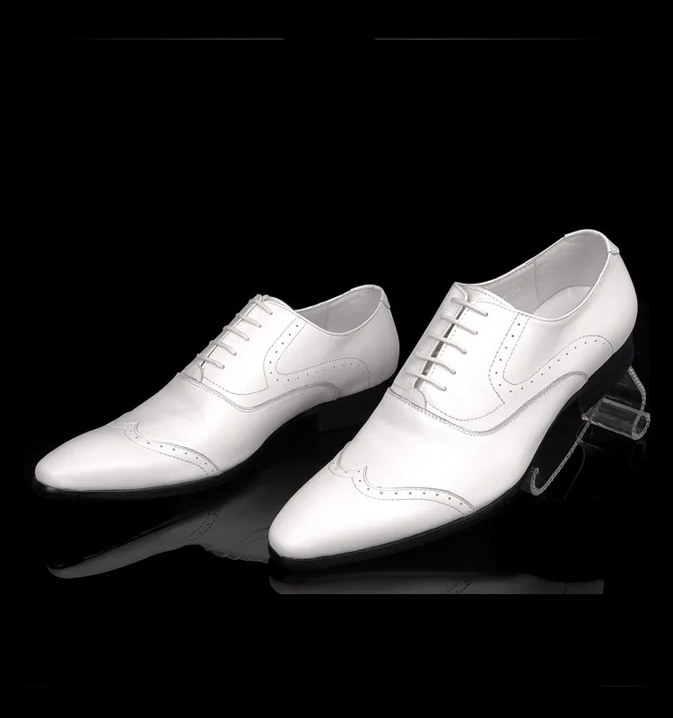 QYFCIOUFU/Новые Модные Повседневные Мужские модельные туфли итальянские классические туфли-оксфорды на плоской подошве из натуральной коровьей кожи на шнуровке белые свадебные туфли