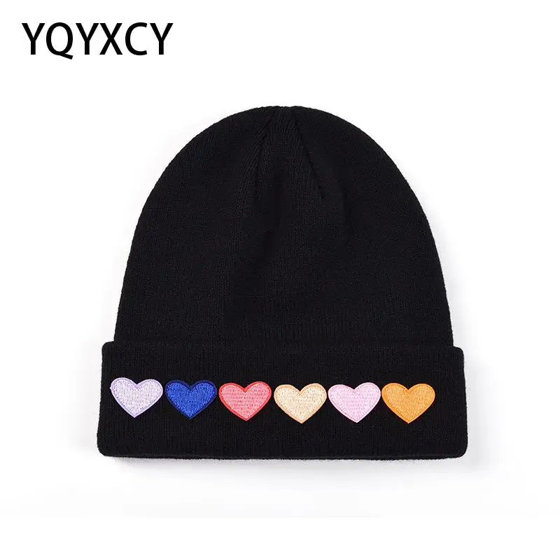 

YQYXCY Autumn Winter Hat for Girls Children Love Pattern Beanie Soft Warm Knitted Hats Kids Baby Winter Cap Bonnet