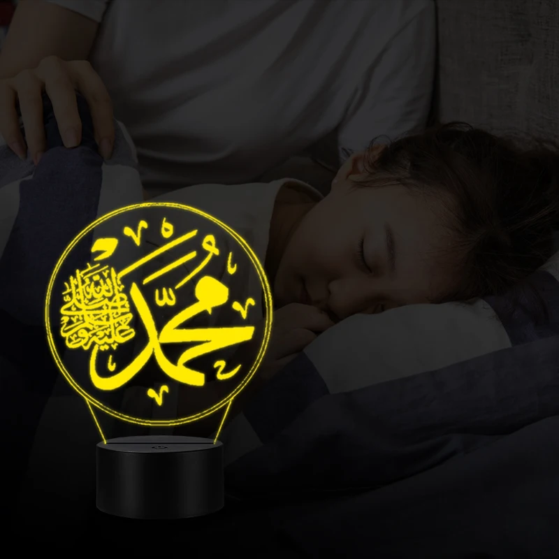 VCity Islam Allah 3D иллюзия ночник 7 цветов Изменение сенсорной базы акриловая лампа