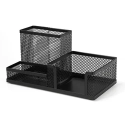 Sleek Mesh Desk Organizer with Multi - Compartment Storage (Black)