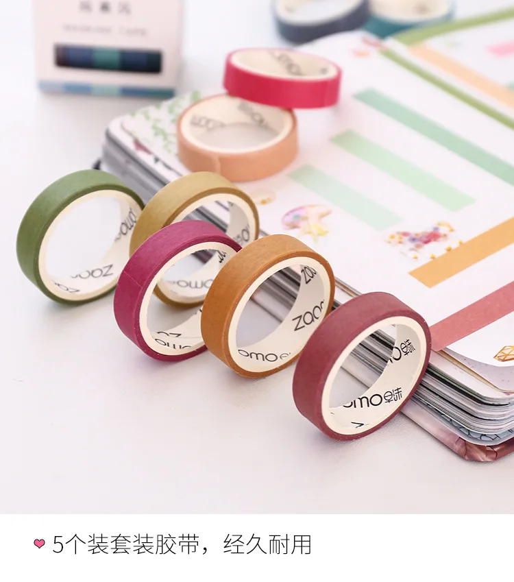 5 шт./упак. красочная лента washi милый комплект Декоративные DIY Скрапбукинг изоляционная лента стикер для канцелярских товаров школьные канцелярские принадлежности