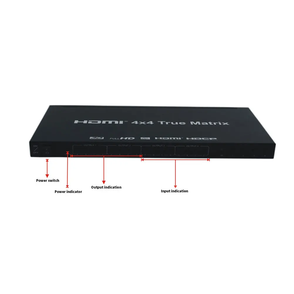 1080P HDMI матричный коммутатор 4X4 4 в 4 высокой четкости матричный HDMI 1,4 поддержка 4K 2K 3D ТВ сплиттер пульт дистанционного управления