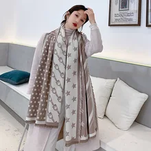 Новинка, двухсторонний зимний женский кашемировый шарф в горошек, пашмины, шали и палантины, женский платок, хиджаб, шерстяные палантины, головные шарфы