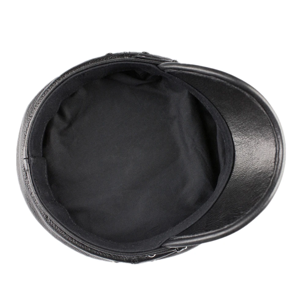 LA SPEZIA Newsboy Cap Women Genuine Leather Baker Boy Hat Real Sheepskin Ladies Beret Black High Quality Flat Cap