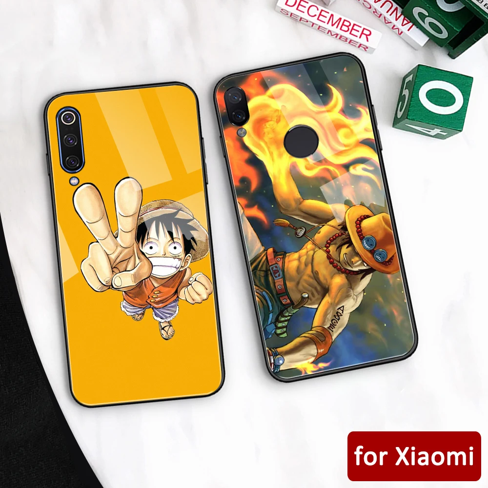 Чехол для Xiaomi note 7 стеклянная жесткая задняя крышка чехол с аниме k20 pro luffy mi 5 Φ 6 6x