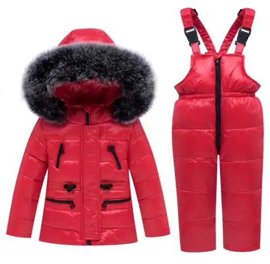 Зимняя одежда для маленьких мальчиков и девочек в русском стиле; парки с капюшоном; комбинезон для малышей; зимний комбинезон с мехом; Утепленные зимние комбинезоны; комплект одежды;-30 - Цвет: red