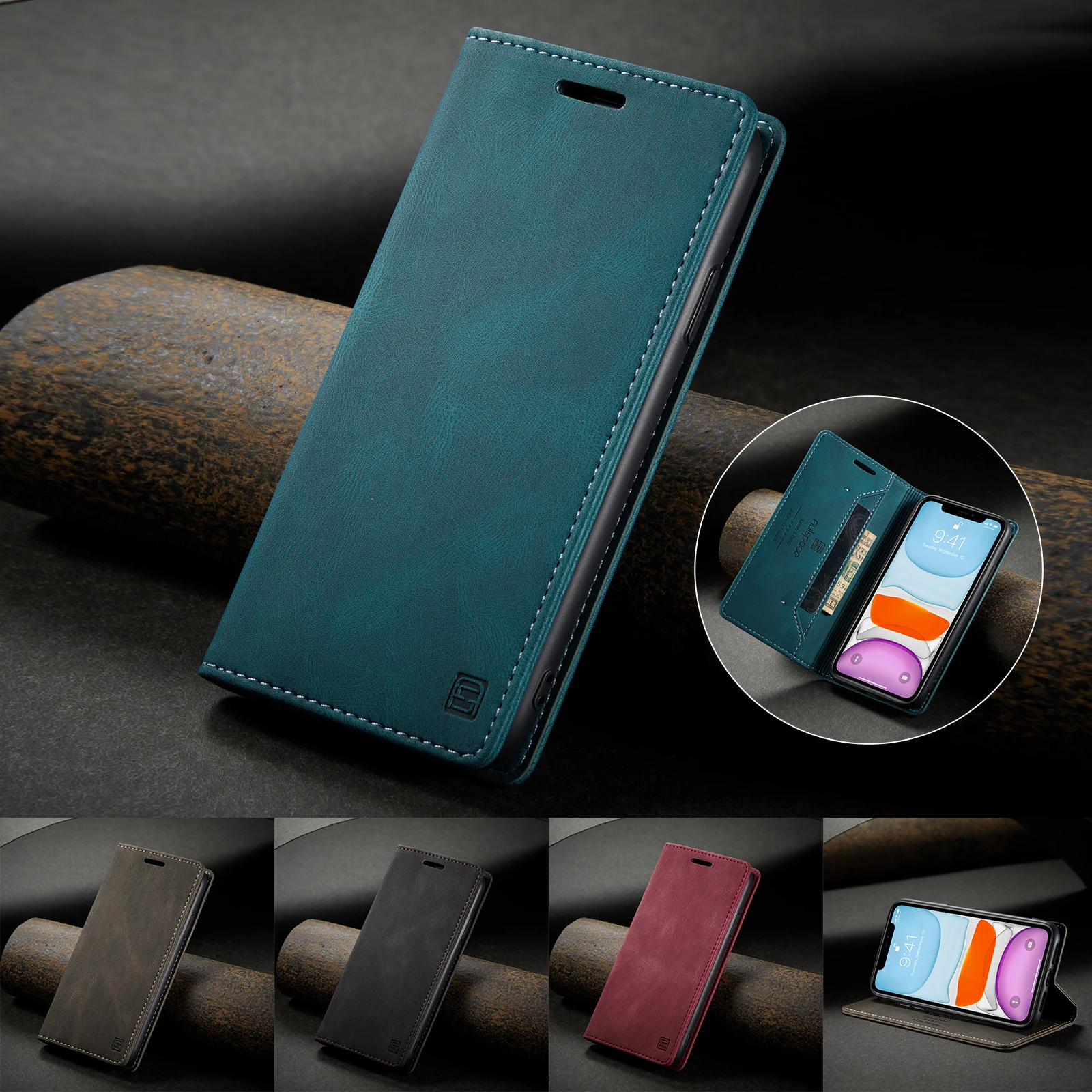 Флип Магнитный кожаный чехол для мобильного телефона iphone 7 8 11 12 Pro Max Мини XR