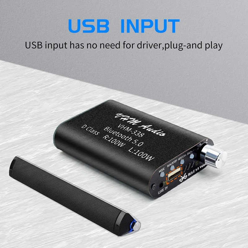 VHM338 Mini Bluetooth 5 0 Digital Amplifier Hifi Stereo Wireless Audio Receiver Power Amp 100W 100W Car Sound Amplifiers
