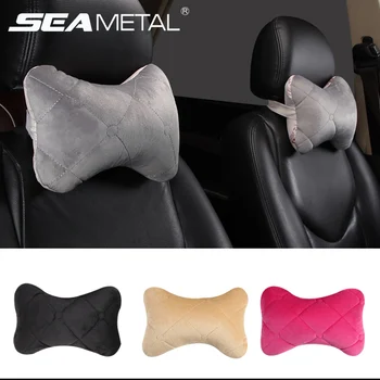 

2pcs Brand New Car Neck Pillows Both Side Silk Cotton Single Headrest Cushion Fit For Most Car Filled Fiber Car Head Rest Pillow