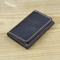 Handmade Genuine Leather Card Wallet and Business Card Holder (Coffee)