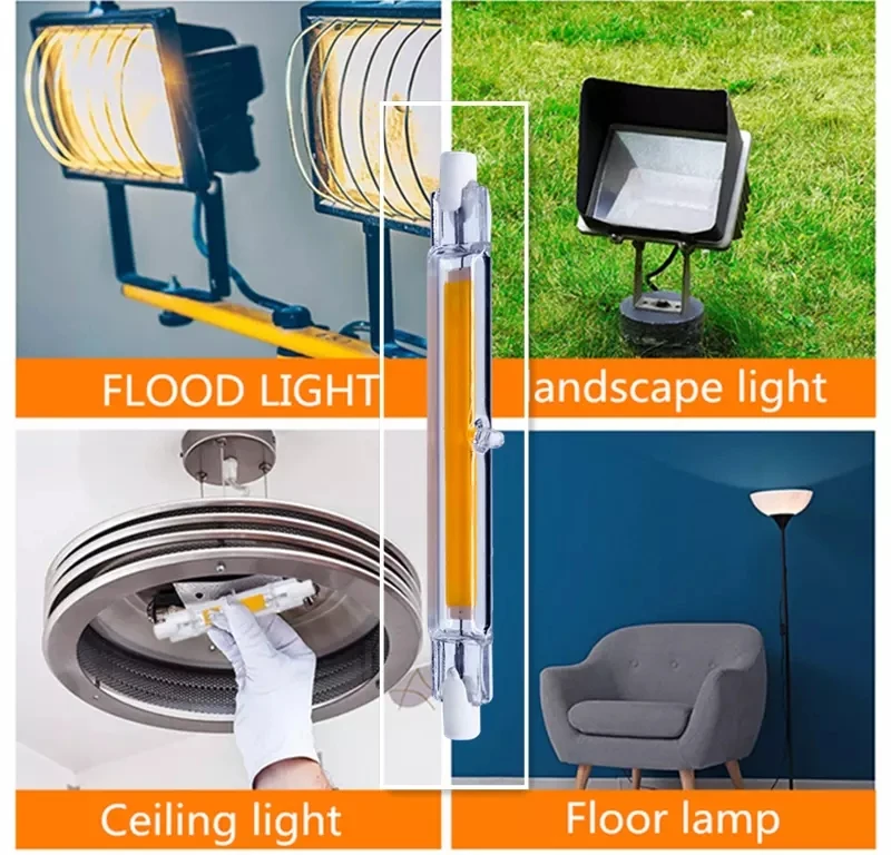 Сверхъярсветодиодный светодиодная стеклянная трубка R7s COB 78 мм 118 ...