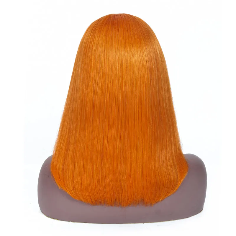 На сегодняшний день только Боб 13x4 Синтетические волосы на кружеве парики Синий, прямой парики человеческих волос Remy парик блондинка Синтетические волосы на кружеве парик зеленый Цветной парики из натуральных волос - Цвет: Orange