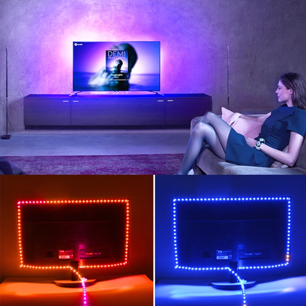 Цветная (RGB) Светодиодный светильник полосы 5V USB лампа 1 м 2 3 4 5 Гибкие светодиодные