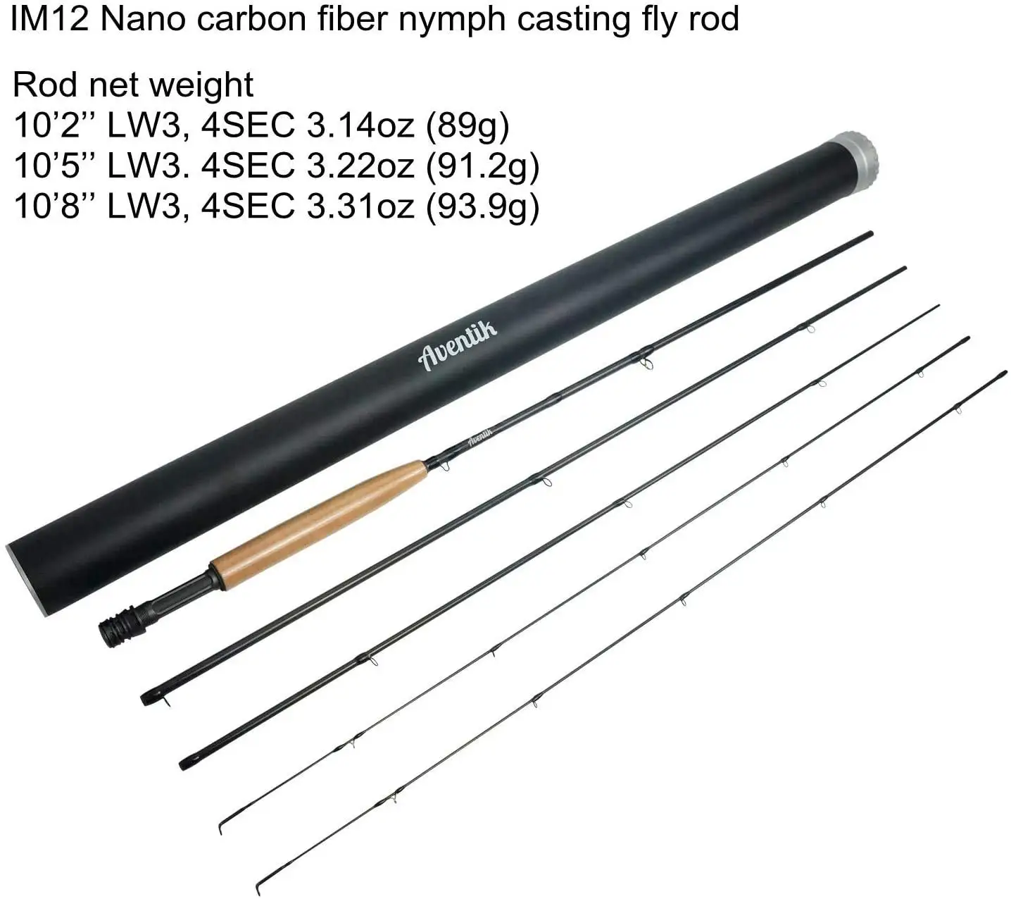 Aventik Nano IM12 3wt Nymph Special IM12 3wt 10'2'', 10'5'', 10'8'' 4SEC Medium Fast Action Super Light Nymph Cast Redington Rod