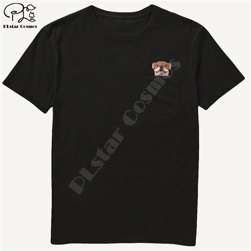 

German Shepherd In Pocket T Shirt Dog Lovers Black Cotton Men Made in USA Cartoon t shirt men Unisex New Fashion tshirt style-8