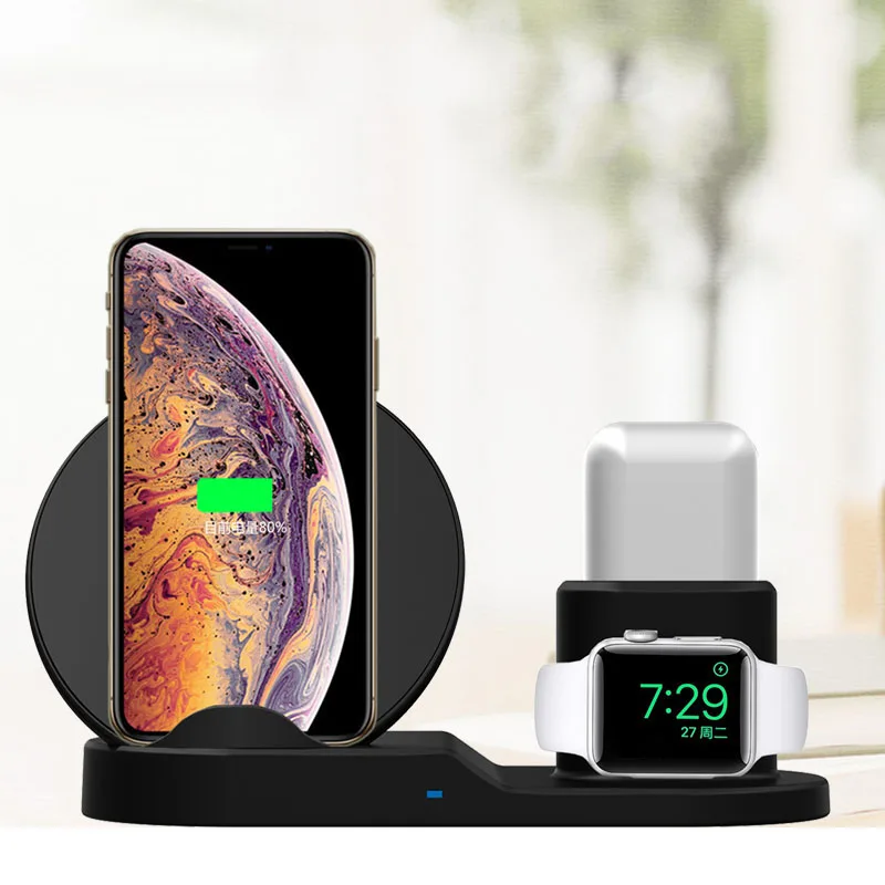 

3 In 1 Fast Wireless Charger for Apple Watch iWatch 1 2 3 4 5 Airpods QI Wireless Charger Dock for iPhone 8 11 Pro X XR XS MAX