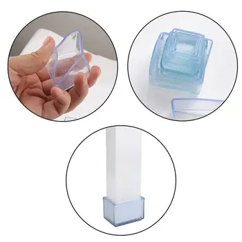 

4Pcs Transparent Chair Leg Caps Non-slip Furniture Floor Table Cover Protector Pads Square Hole Feet Plugs A2U7