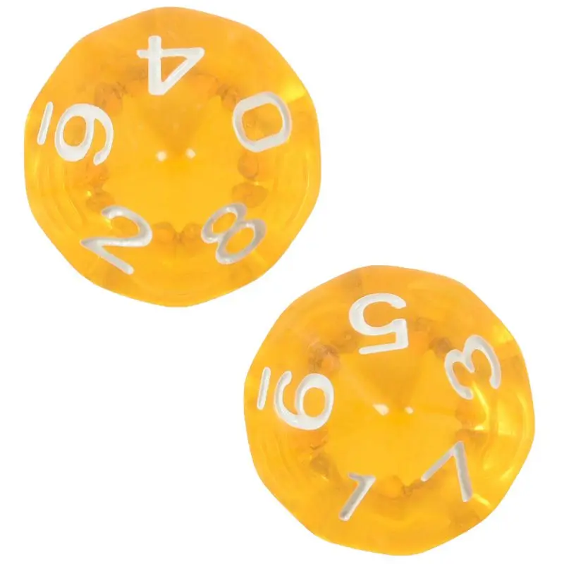 

10-Dices D10 Ten Sided Gem Dice Die for RPG Dungeons&Dragons Board Table Games Transparent Yellow