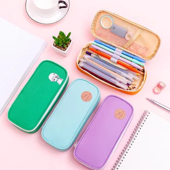 

1 Pcs Pencil Case Large Capacity Candy Color Stationery Organizer Multifunction Cosmetics Bag ND998