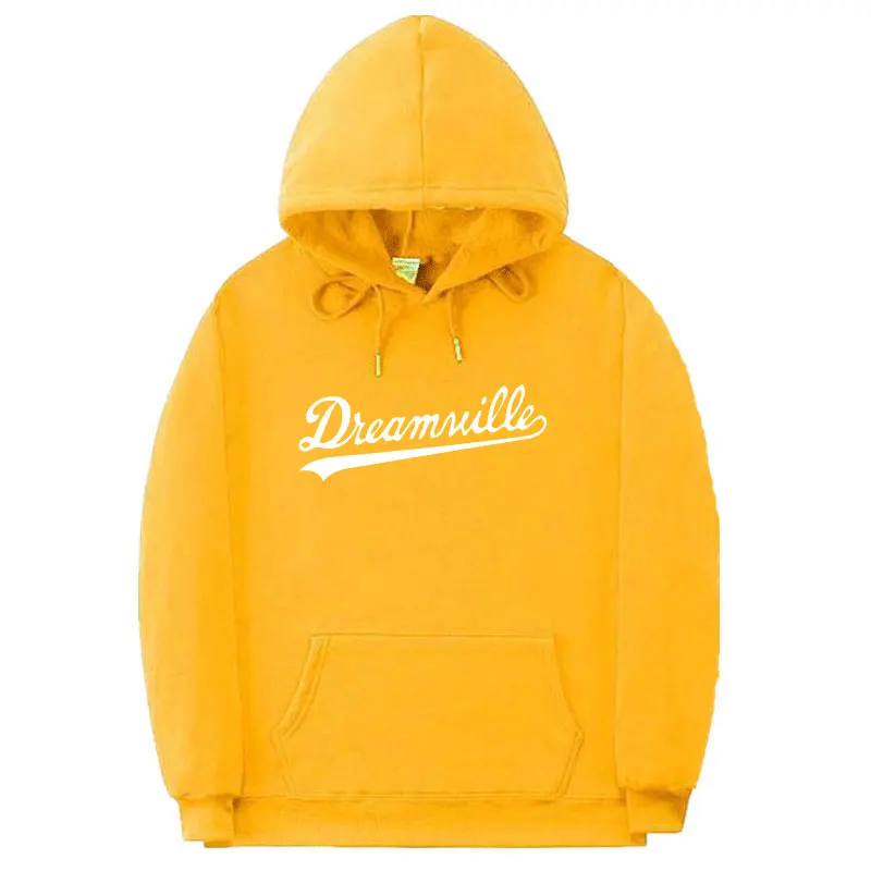 Новинка; худи Для мужчин хип-хоп DREAMVILLE Коул Логотип с капюшоном Swag письмо флисовые J худи с принтом Cole зимние толстовки Мужские пуловер - Цвет: Yellow