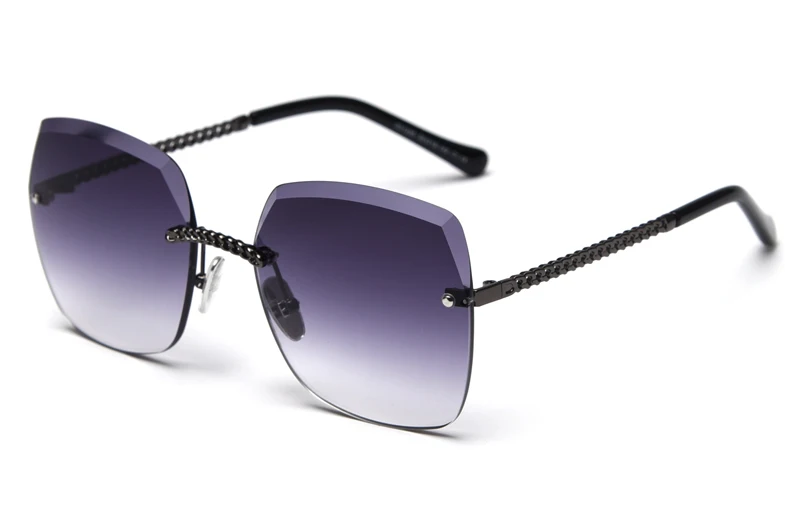 gradient gray lens Peekaboo градиентные большие квадратные солнцезащитные очки для женщин, безрамные металлические uv400 женские солнцезащитные очки без оправы, Женский Летний стиль - Цвет линз: gradient gray lens