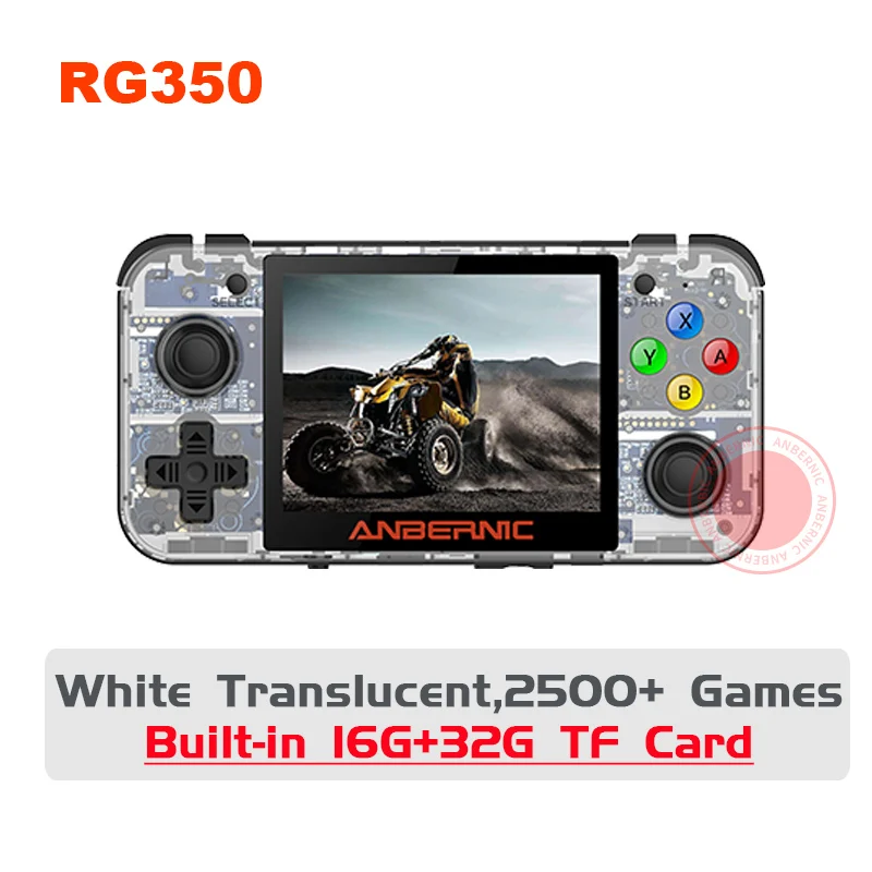 White T 48G ANBERNIC новая Ретро игра RG350 видеоигра портативная игровая консоль мини 64 бит 3,5 дюймов ips экран 16G+ 32G TF игровой плеер RG 350 PS1 - Цвет: White T 48G