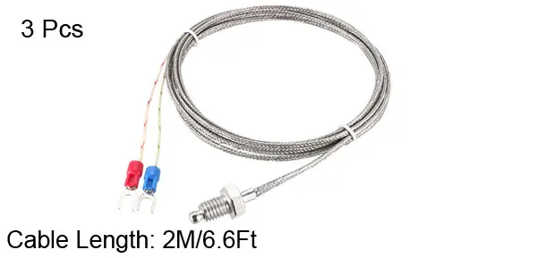 M8x2M Uxcell 3 шт. к-тип термопары температурные датчики M6/M8/M10/M12 резьбовой зонд с 1 м(3.3Ft)/2 м(6.6Ft)/3 м(9.8Ft) провод - Цвет: M8x2M