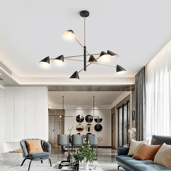 

Modern LED Chandelier Fashion Black Gold Led Ceiling Suspended Light for Hall Kitchen Living Room Loft Bedroom Villa Fixtures