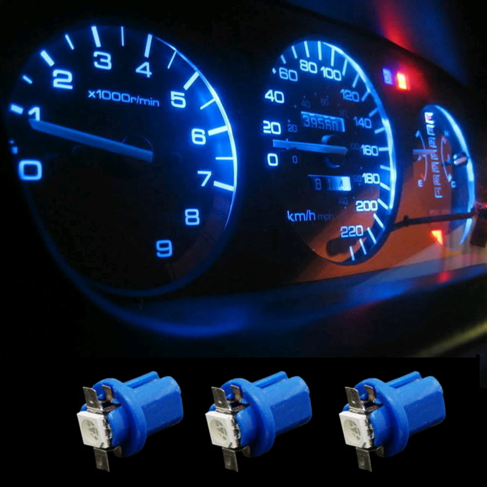 T5 B8.5D 5050 1SMD LED Dashboard Dash Gauge Instrument Lights Bulbs Blue White Yellow Car Tuning Universal Creative 10x car interior trim car meters holder car dashboard light bulbs