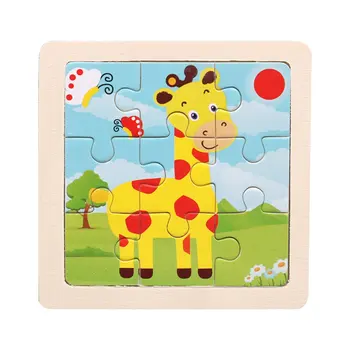

Mini Size Kids Toy Wood Puzzle Wooden 3D Puzzle Jigsaw For Children Baby Cartoon Animal Traffic Puzzles Educational Toy