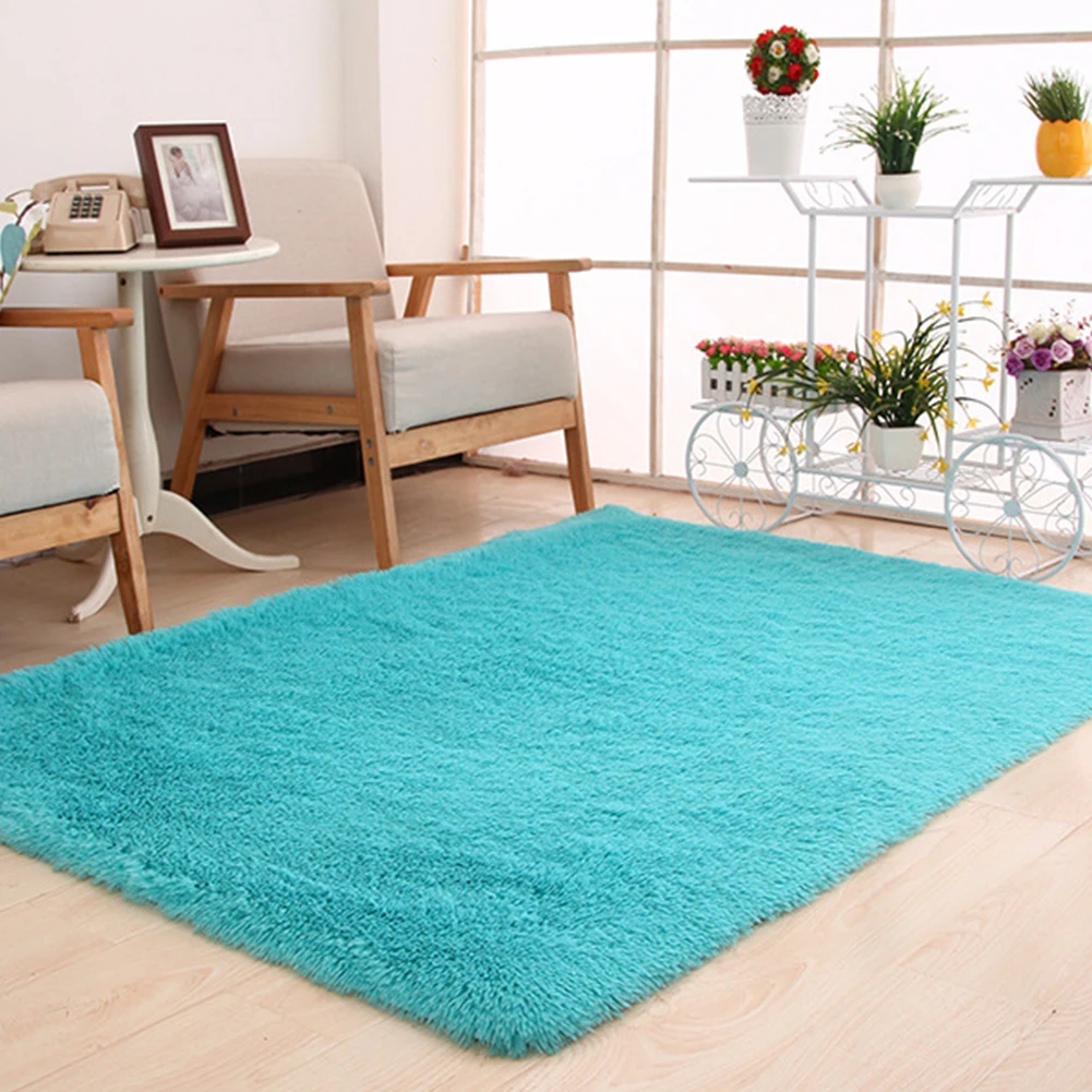 Light Blue Противоскользящий ковер большой плюшевый лохматый плотный мягкий ковровая зона ковер коврики для столовой гостиной спальни дома офиса 120x160 см - Цвет: Light Blue