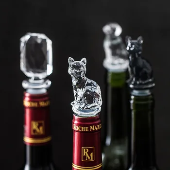 

Creative Arylic Wine Stoppers Silicone Cat Dog Diamonds Shape Transparent Animal Wine Bottle Stopper Home Decor Bar Supplies