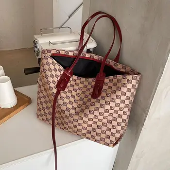 

High Capacity Plaid Women Shoulder Bag Luxury Pu Leather Women's Handbags Casual Large Tote Bags For Women 2020 Big Shopper Bags