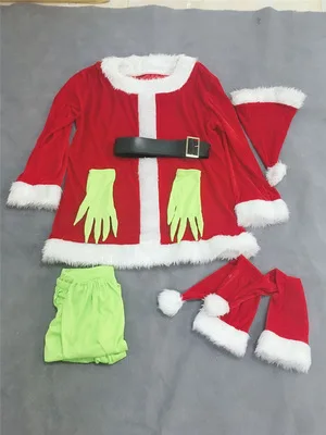 Рождественский костюм для мужчин The dodger green furrow костюм гринча Grinch палантин Рождественский костюм Санта-Клауса маска - Цвет: men no mask