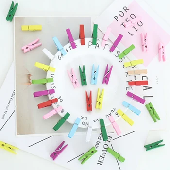 

50pcs Colorful Wood Clip Office Supplies Photo Wooden Clip Clothespin Photo Cards Pegs DIY Multicolor Postcard Decoration Clips