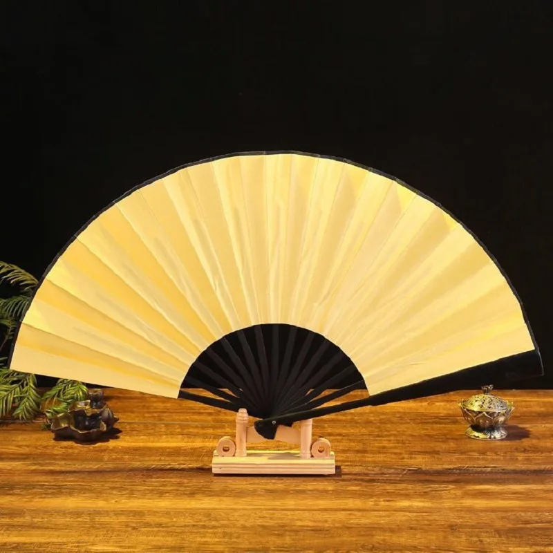 Silk Chinese Folding Fan Vintage Hand Fan Wooden Bamboo DIY Craft Painting Party Decoration Pocket Gift For Calligraphy Painting portable fan,folding fan,hand fan,wooden hand fan,silk fans