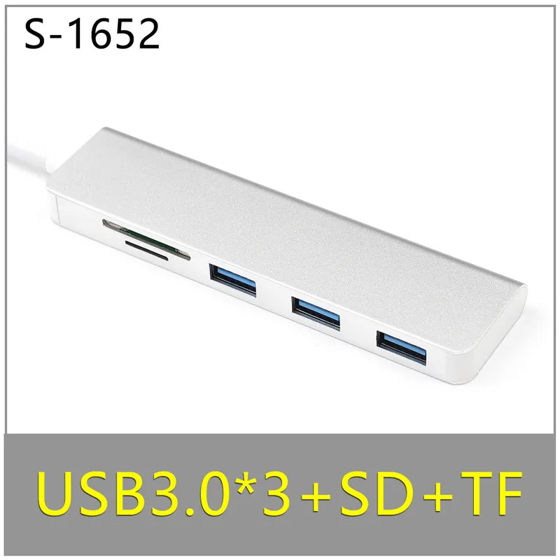 Type-C концентратор 3 USB 3,0 концентратор HDMI/VGA/RJ45 адаптер Thunderbolt 3 USB-C данных TF SD PD слот концентратор для Macbook Pro Air 13 15 16 - Цвет: TC-1652