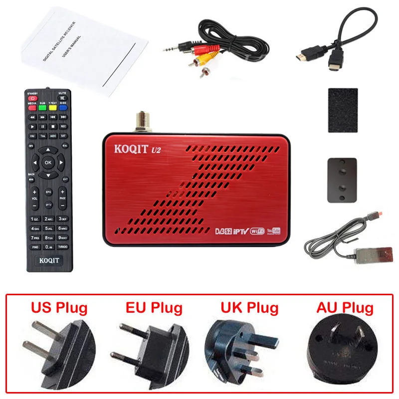 Koqit U2 DVB-S2X DVB-S2 FTA спутниковый ресивер спутниковый декодер iPTV рецептор скам/Newcam Авто Biss ключ USB Wifi/RJ45 Youtube