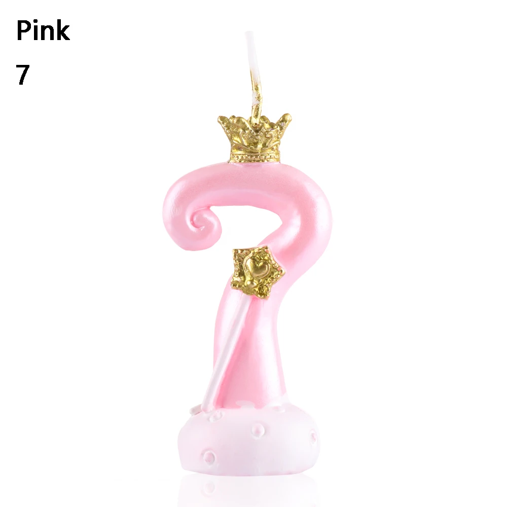 7 Pink 1 шт. 0-9 цифры с днем рождения корона для торта свеча цифровая Свеча для торта выпечка в подарок вечерние украшения свадебные принадлежности - Цвет: 7 Pink