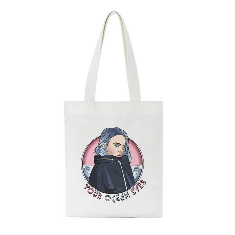 Сумка через плечо с принтом Billie Eilish, забавные сумки Harajuk на шнурке, сумка, рюкзак в готическом стиле, в стиле хип-хоп, уличная новая женская сумка, кошелек