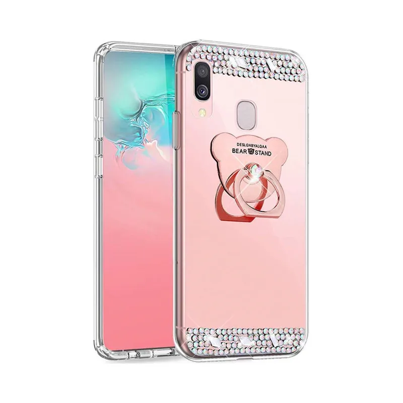 Зеркальный Мягкий силиконовый чехол с кольцом для Samsung galaxy A40 A30 A30s A20 A20e A20s A10 A10s M20
