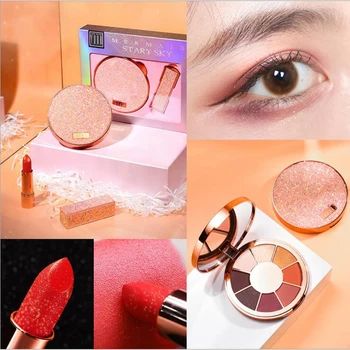 

Dropshopping Makeup kit Diamond version of the mermaid star sky 2 in 1 shimmer matte eye shadow matte lip stick set gift box