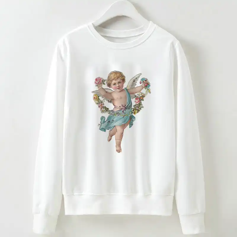 white fuzzy sweatshirt