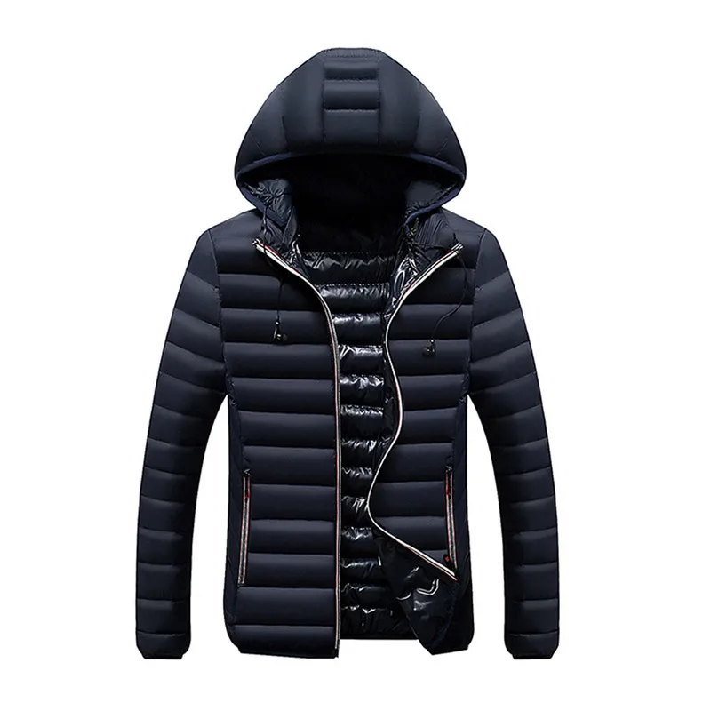 Men's Winter Hooded Softshell for Windproof and Waterproof Solid Jackets With Slim Long Sleeve Splicing Sweatshirt Sport - Цвет: Navy