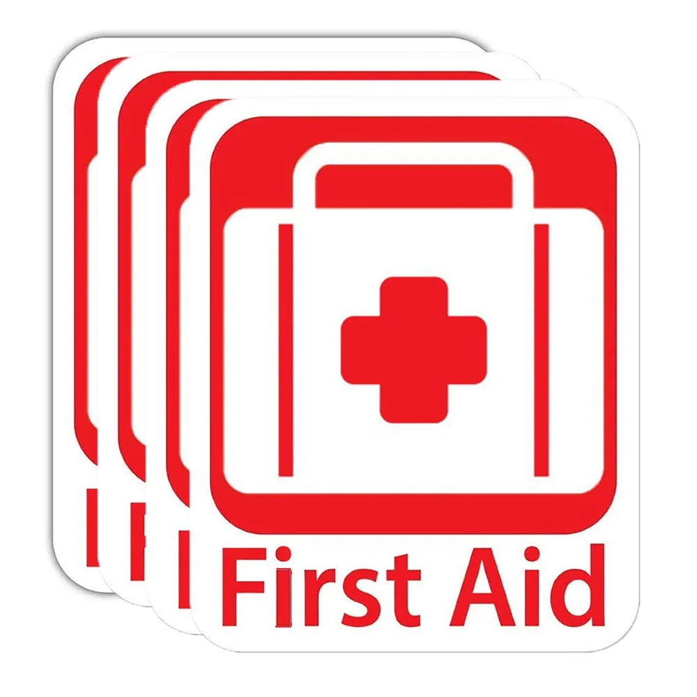 FIRST AID CROSS Square health and safety warning first aid signs Sticker 50x50mm 