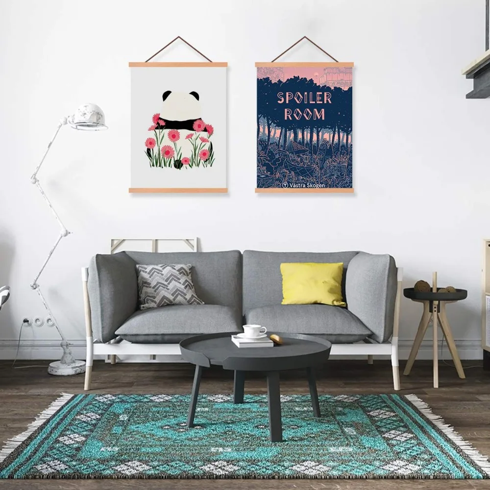 wood-hanging-scrolls-painting-magnetic-core-hanging-clip-Solid-Frame-Hanger-for-poster-photo-picture-Simple