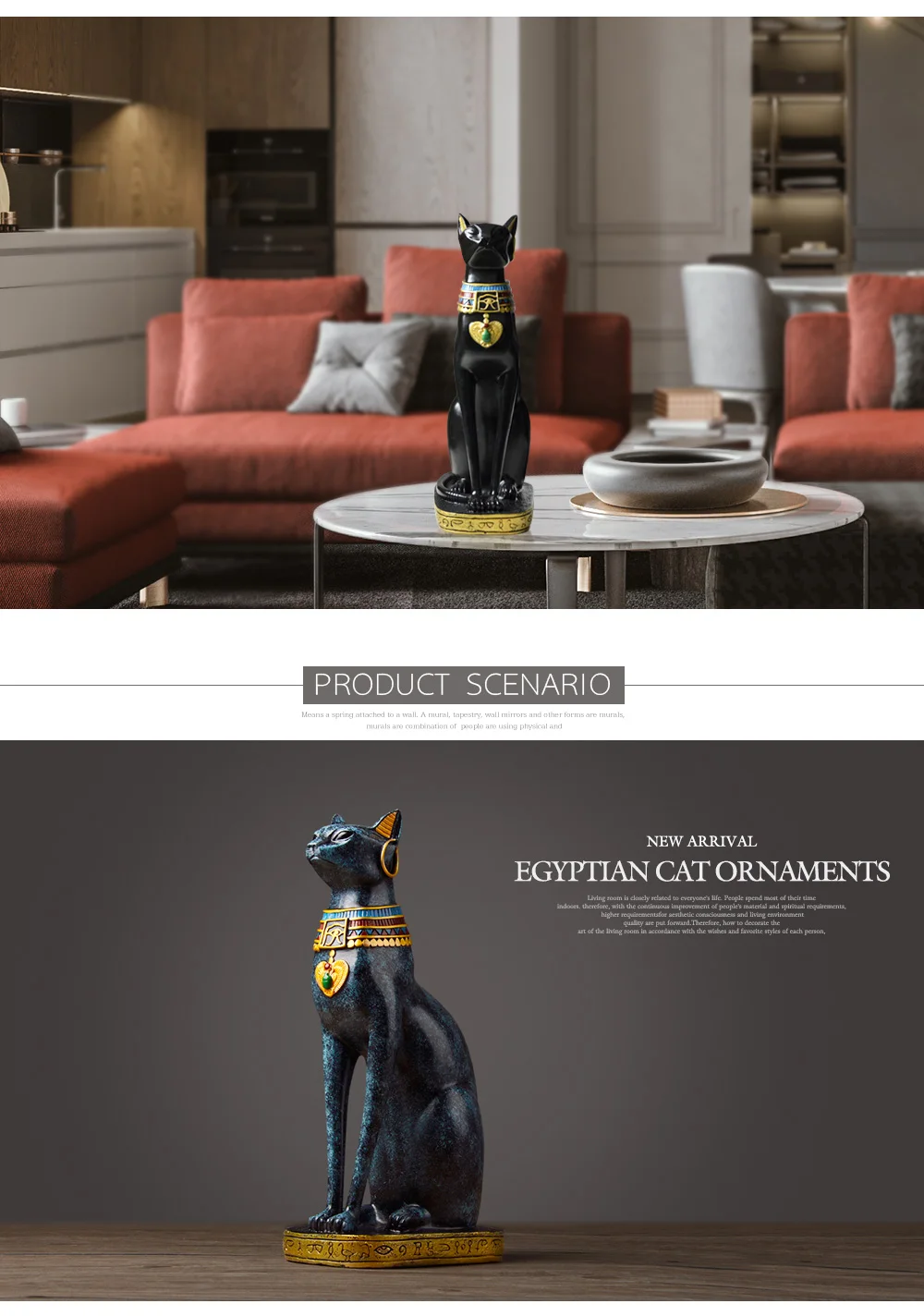 Egyptian Cat resin craft vintage home decor Modern Vintage Baster goddess god pharaoh figurine statue for table ornaments Gift