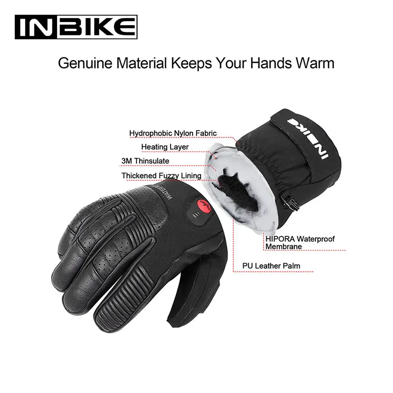 - INBIKE Electric Heating Gloves USB Rechargeable Heated Gloves Motorcycle Ski Winter Thermal Motorcycle Gloves Guantes Electricos